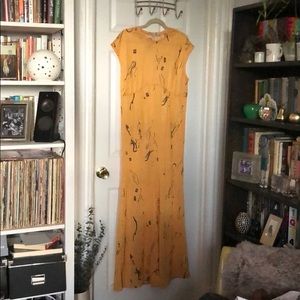 Zara yellow abstract print maxi medium